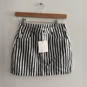 First Base Black and White 90’s Denim Striped Skirt